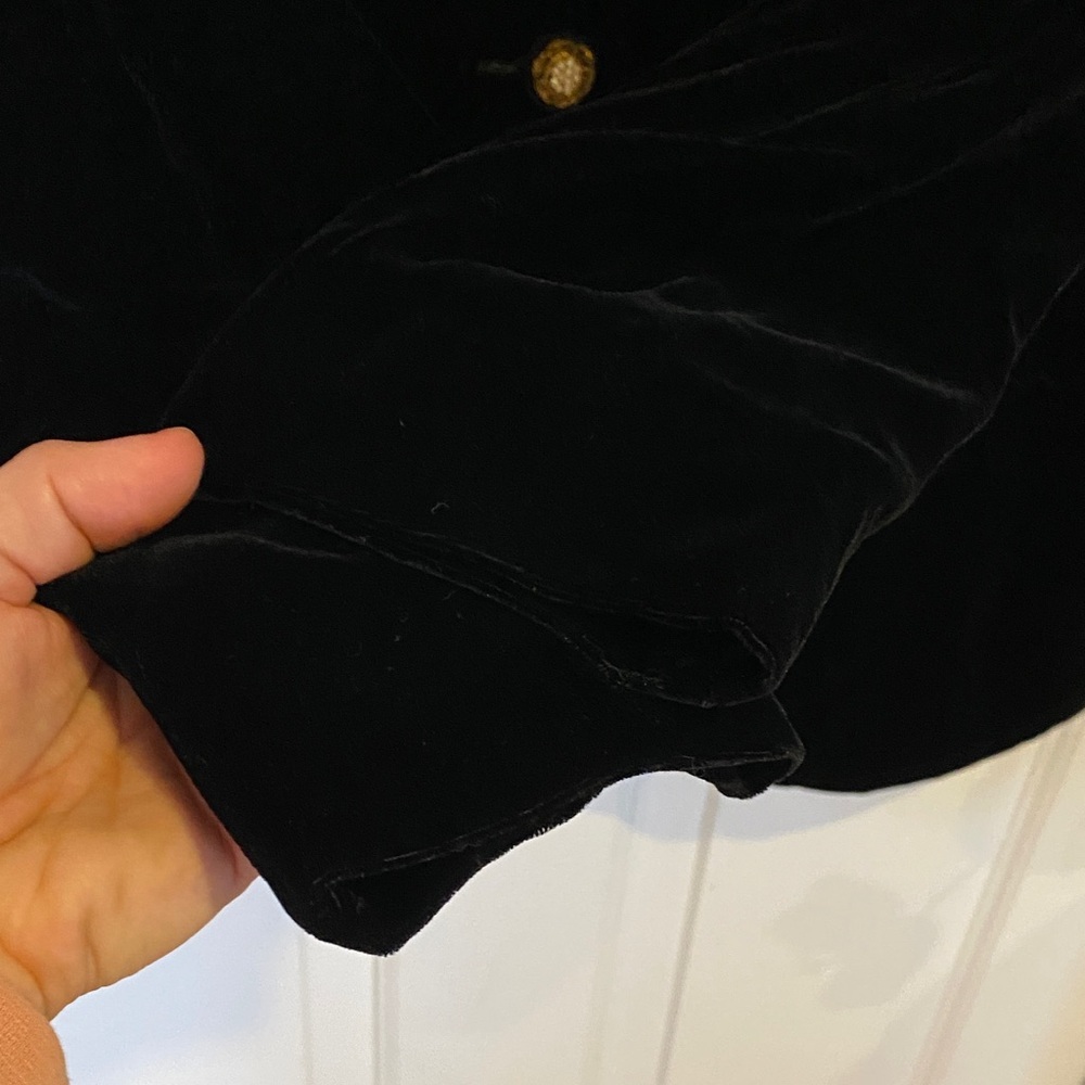 Susan Bristol Velvet black women’s jacket blazer gold pearl buttons elegant - Picture 4 of 14